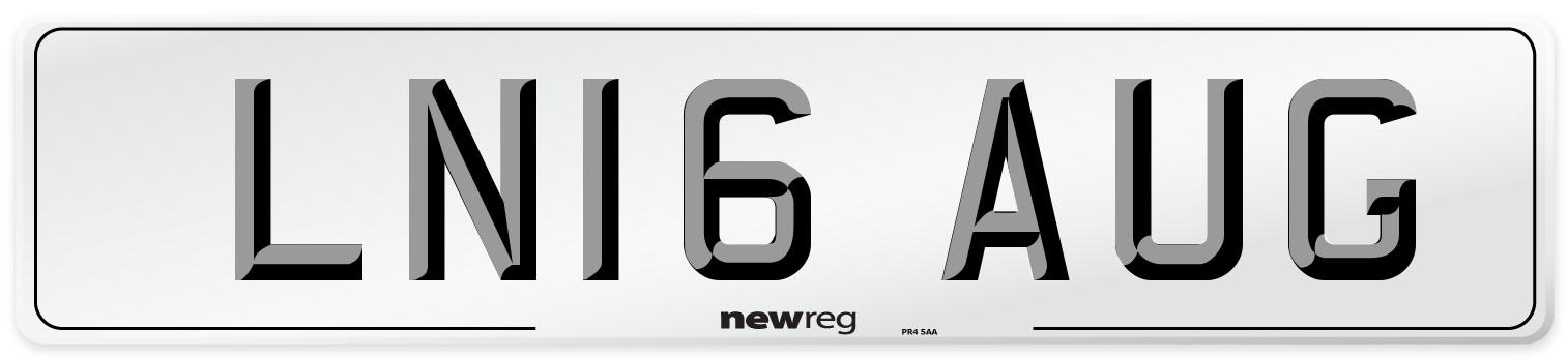 LN16 AUG Number Plate from New Reg